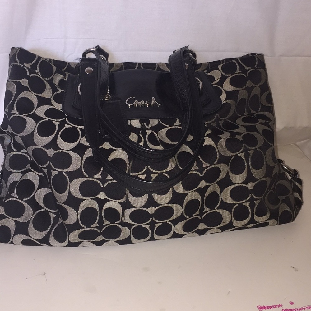 Black/Gray 16”x10” Coach Satchel